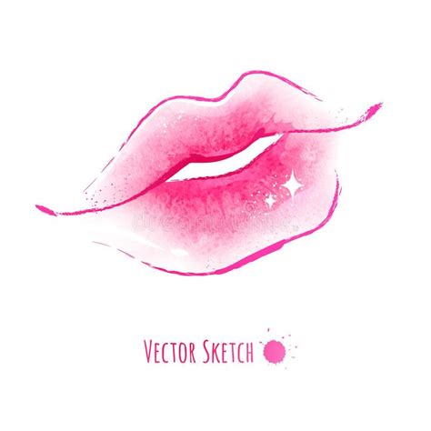 Lips. Vector watercolor sketch of Lips , #AFFILIATE, #Vector, #Lips, #sketch, #watercolor #ad ...