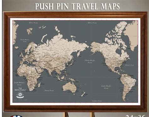 Push Pin Map Personalized Travel Map Framed By Thetravelmapstore