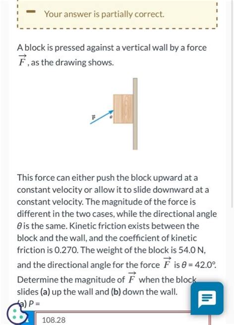 Solved A Block Is Pressed Against A Vertical Wall By A Force Chegg