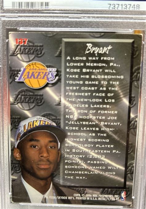 1996 Fleer Metal Kobe Bryant 137 Rookie RC Lakers PSA 3 EBay