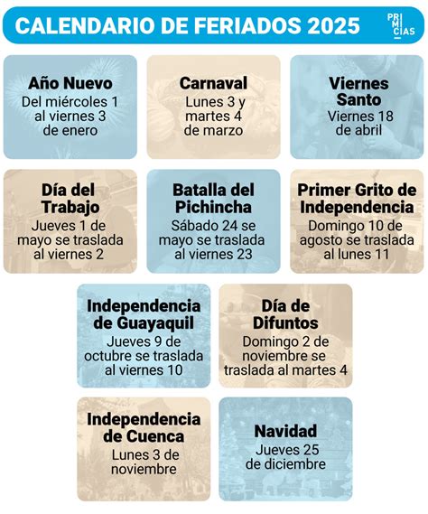 Conozca y descargue aquí el calendario completo de feriados en Ecuador