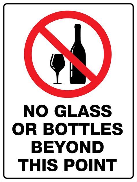 No Glass Or Bottles Beyond This Point Sign New Signs