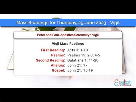 Catholic Mass Readings In English June Vigil Mass Readings