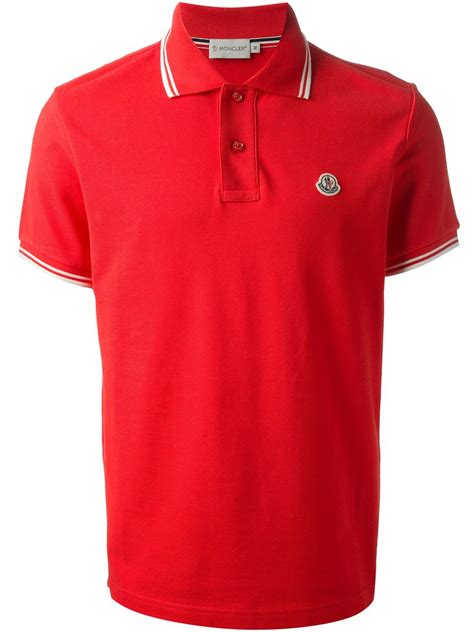 Moncler Red Stripped Trim Polo Shirt Moncler Monclerpoloshirt Red