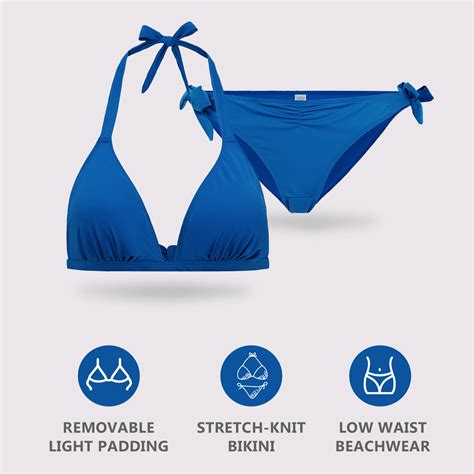 VANEVER Triangle Bikini Sets Halter Neck Padded Tie String Wave Point Swimsuits Sexy Push Up