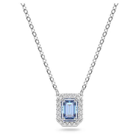 Millenia Necklace Octagon Cut Blue Rhodium Plated Swarovski