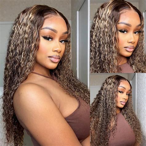 Amazon AMYTUD Highlight Lace Front Wig Human Hair Blonde Ombre Lace Front Wig Human Hair