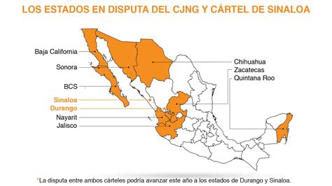 Mapa De Guerra Los Estados Que Disputan El Cjng Y El Cártel De Sinaloa