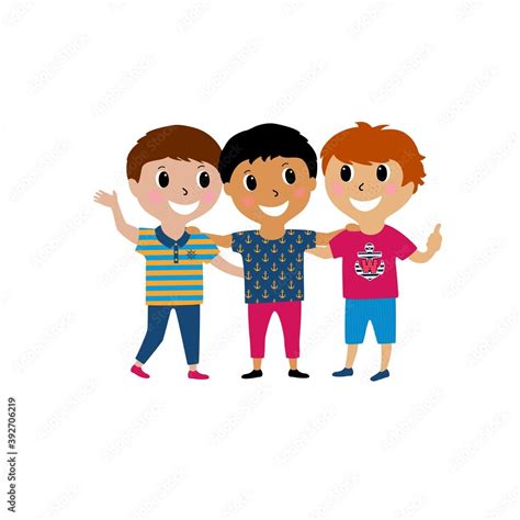 Vector illustration cute kids smiling cartoon isolated on white ...