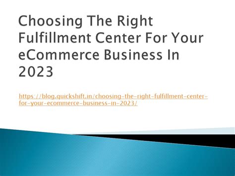 PPT Choosing The Right Fulfillment Center For Your ECommerce Business