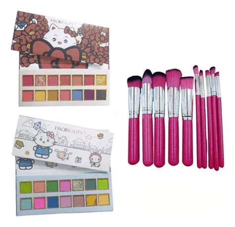 Kit Serie 2pzs Sombra De Hello Kitty Brochas Para Maquillaje Meses