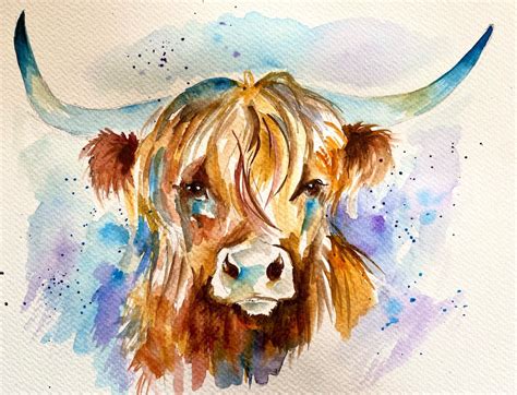 Highland Cow In Watercolour Artbase