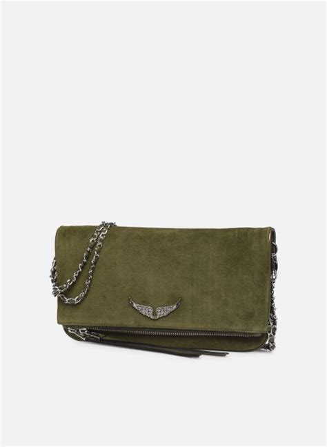 Zadig And Voltaire Rock Suede Pate Verde Bolsos Clutch Chez Sarenza