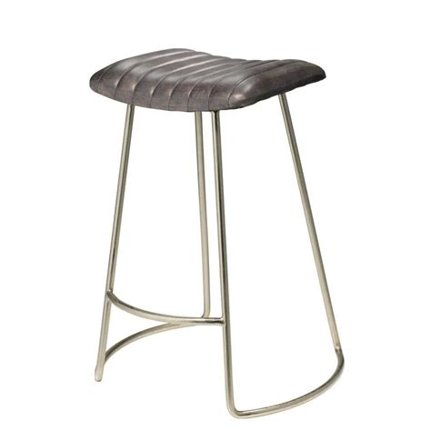 Benjara In Gray And Silver Low Back Metal Frame Counter Stool