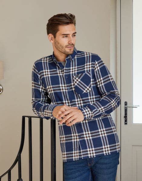 Mens Blue Check Long Sleeve Shirt Threadbare