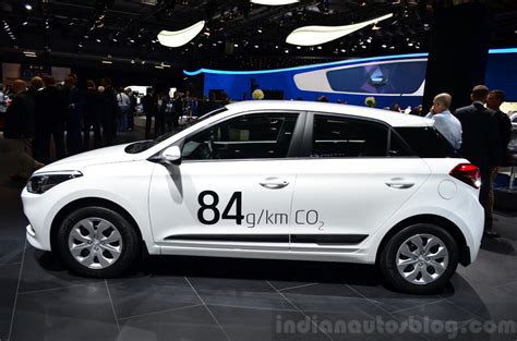 2015 Hyundai I20 Blue Drive Side At The 2014 Paris Motor Show