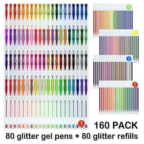 Shuttle Art Lot de 160 stylos à encre gel pailletée 220 encre gel 80