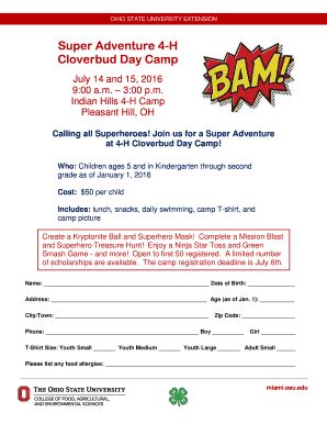 Fillable Online Miami Osu Super Adventure H Cloverbud Day Camp Osu