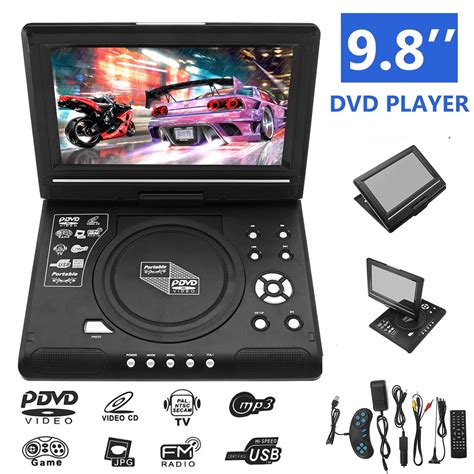 9.8 Inch Portable DVD Player Rechargeable 270 Degree Rotating Screen ...