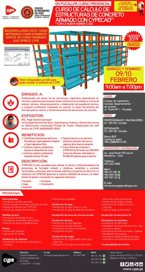 CURSO DE CÁLCULO DE ESTRUCTURAS PRESENCIAL EN PUCALLPA DE CONCRETO