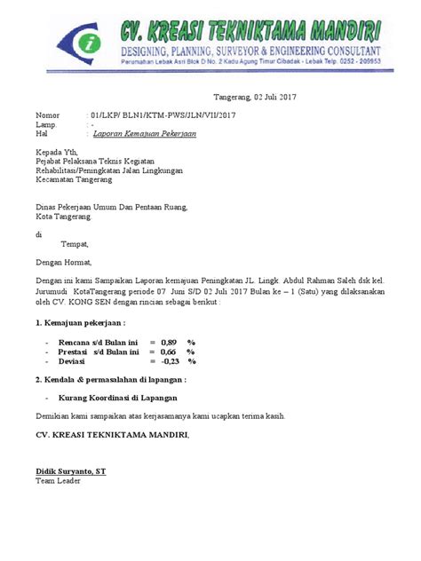 Surat Progres Pdf