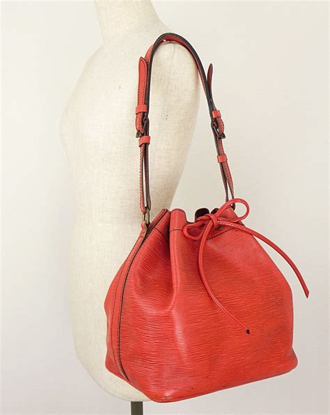 Vintage Louis Vuitton Petit Noe Red Epi Leather Bucket Bag