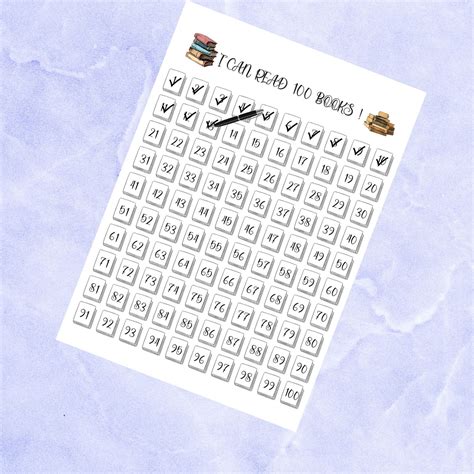 Printable Reading Chart Kids Reading Log Tracker 50 100 - Etsy