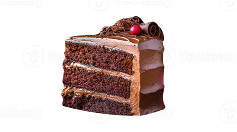 Slice Of Tasty Homemade Chocolate Cake On Transparent Background