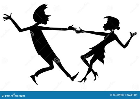 Romantic Dancing Young Couple. Art Silhouette Stock Vector - Illustration of clothing, dance ...