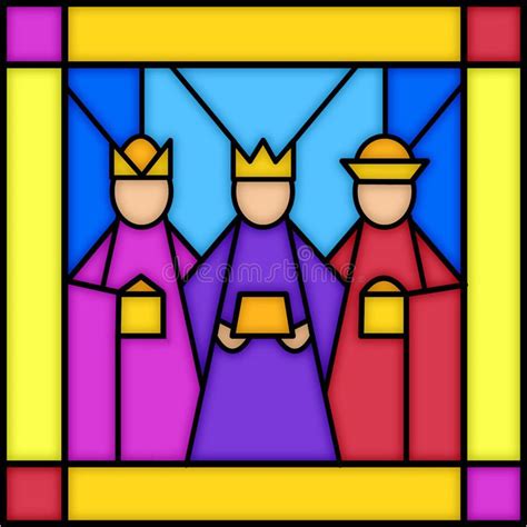 Photo About Illustration Of A Square Stained Glass Panel With Three Kings See Matching Panels