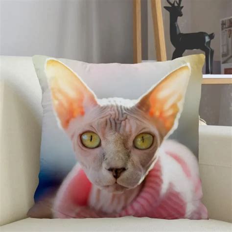 Musife Custom Sphynx Cat Pillowcase Home Decoration 45x45cm Zipper