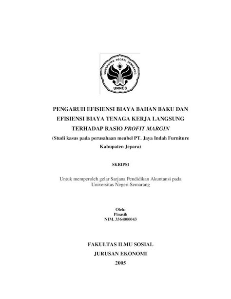 Pdf Pengaruh Efisiensi Biaya Bahan Baku Dan Efisiensi Pengaruh