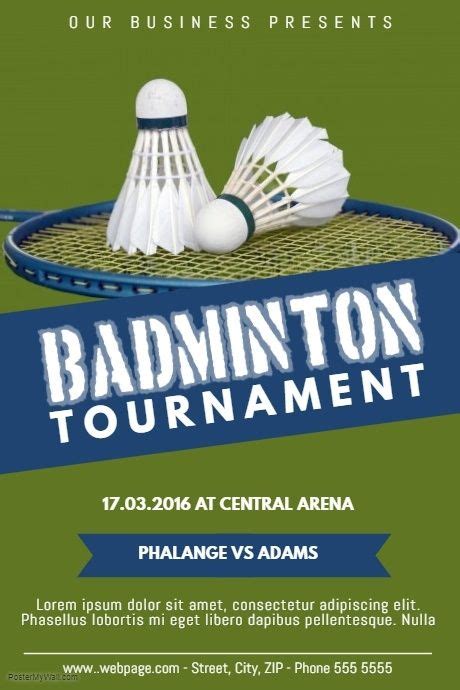 Badminton Tournament Flyer Poster Template Postermywall Affiche