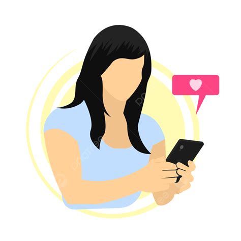 Lady Using Phone Flat Character Vector Flat Character Using Phone