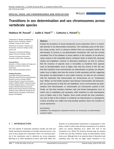 Pdf Transitions In Sex Determination And Sex Chromosomes Across