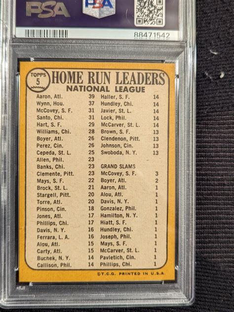 Topps League Leaders Hank Aaron Willie Mccovey Ron Santo