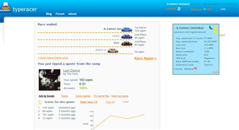 typeracer average  wpm azamari