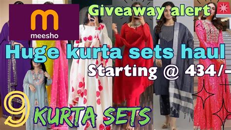 Huge Meesho Kurta Sets Starting From Edgyetika Try On Haul