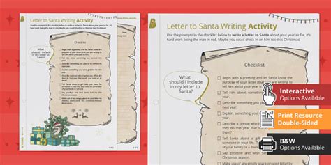 Letter To Santa Writing Activity L Enseignant A Fait