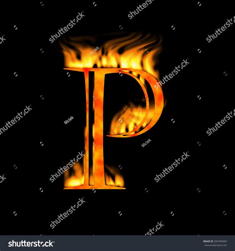 Letter P Letter Symbol Fire Alphabet Letter Isolated On Black Look