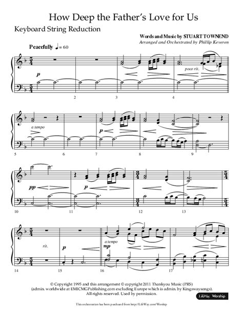 How Deep The Fathers Love For Us Choral Anthem Satb String Reduction