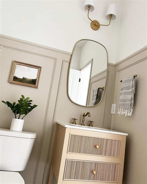 Beige Washstand With Brass Bathroom Towel Holder Soul Lane