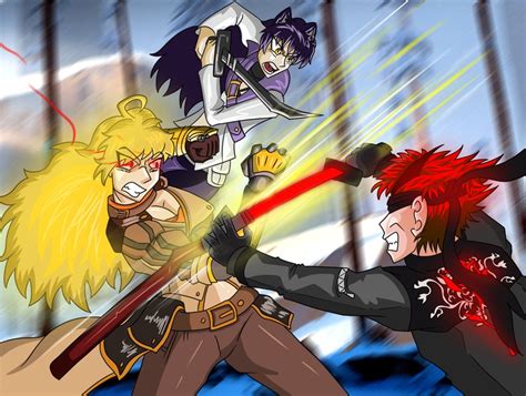 Yang Xiao Long Blake Belladonna And Adam Taurus Rwby Drawn By