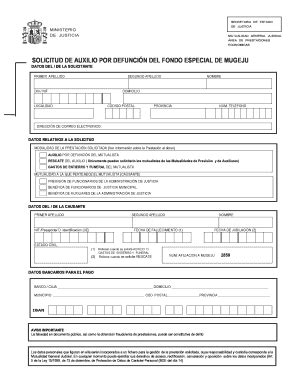 Fillable Online Mugeju Solicitud De Auxilio Por Defuncin Del Fondo