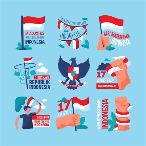 Indonesia Independence Day Icon And Sticker Vector Art At Vecteezy