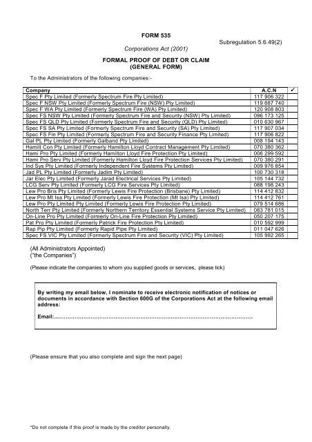 Formal Proof Of Debt Or Claim General Ppb Advisory