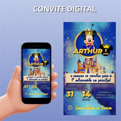 Convite Digital Mickey Realeza Elo Produtos Especiais