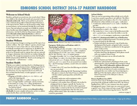 2016 - 2017 ESD Calendar and Parent Handbook | Edmonds School District ...