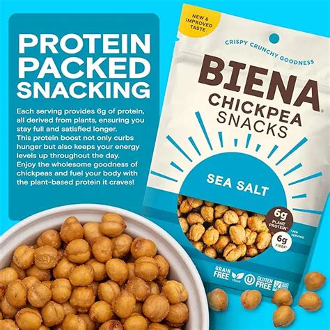 Biena Chickpea Snacks Crunchy Roasted Chickpeas High Fiber Vegan