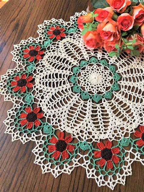 Crochet Doily Inches Round Doily Fall Season Accessories Autumn